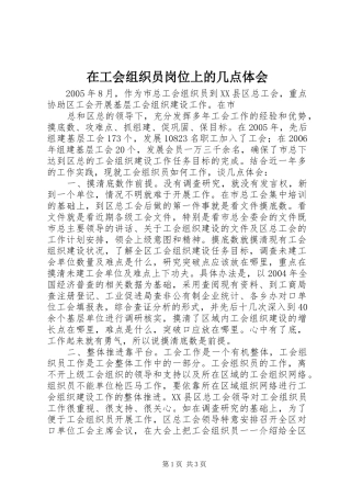 在工会组织员岗位上的几点体会