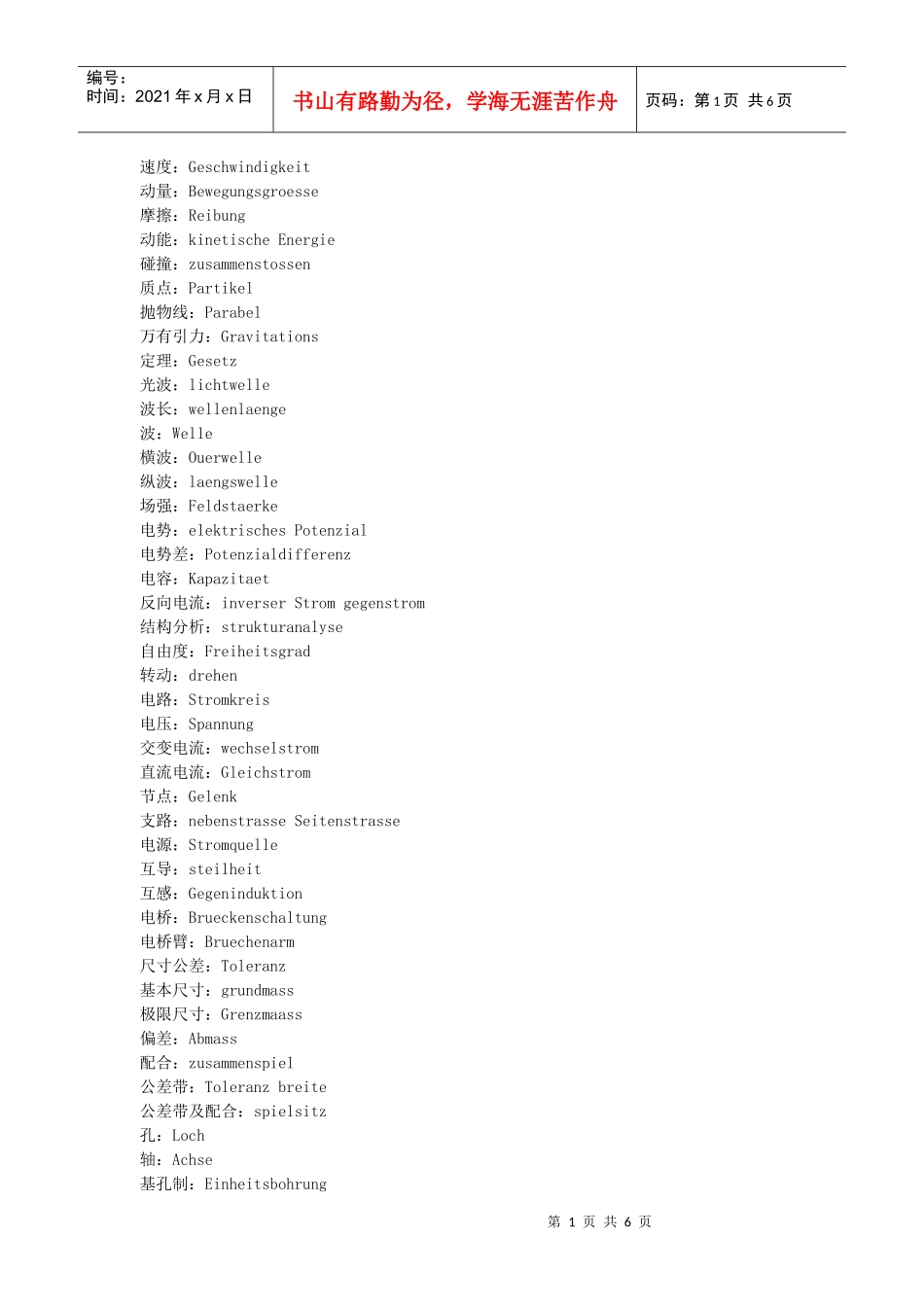 德语机械专业词汇_第1页