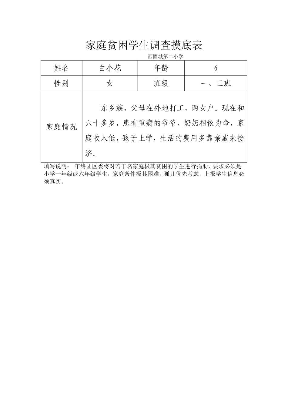 家庭贫困学生调查摸底表14班_第1页
