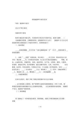 医院能源审计报告范本