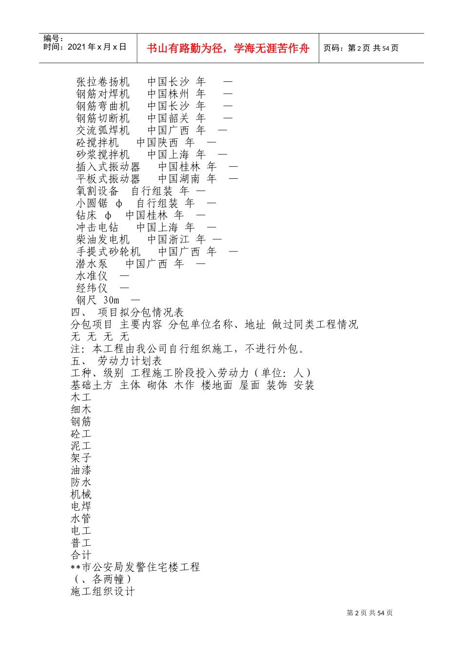 住宅楼施工组织设计方案(DOC105页)_第2页