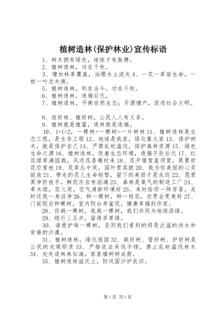 植树造林(保护林业)宣传标语