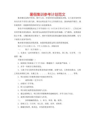 暑假集训参考计划范文 