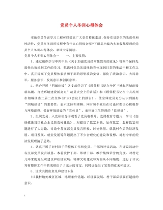 党员个人冬训心得体会 