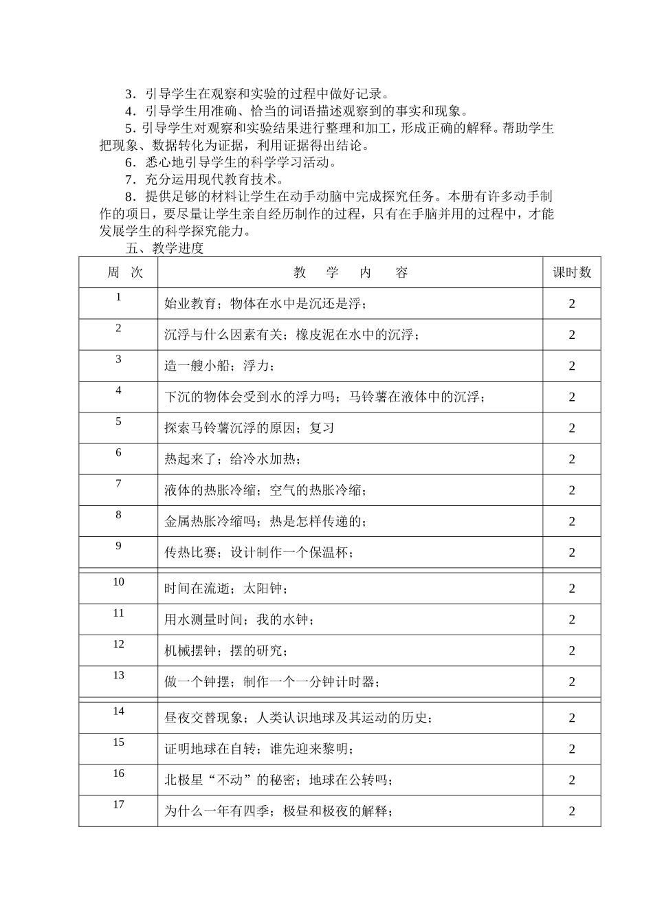 新教科版五年级下册科学教学计划_第2页