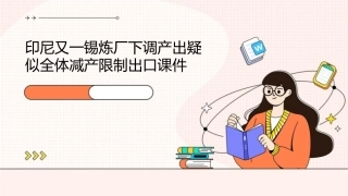 印尼又一锡炼厂下调产出疑似全体减产限制出口课件