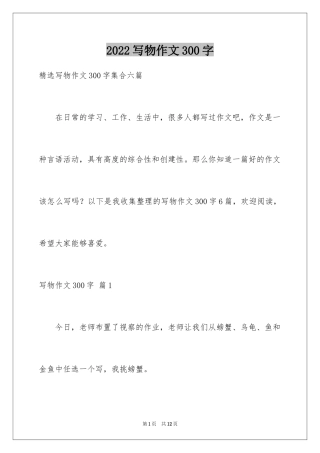 2024写物作文300字_9