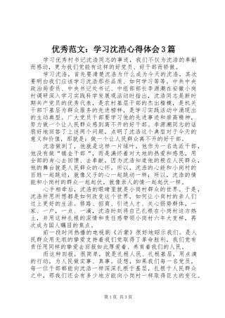 优秀范文：学习沈浩体会心得3篇