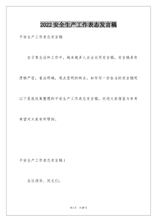 2024安全生产工作表态发言稿_2