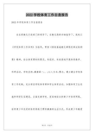 2024学校体育工作自查报告