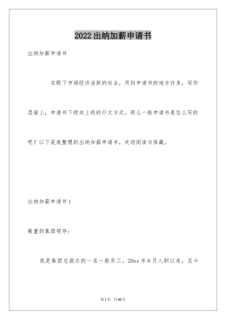 2024出纳加薪申请书_2