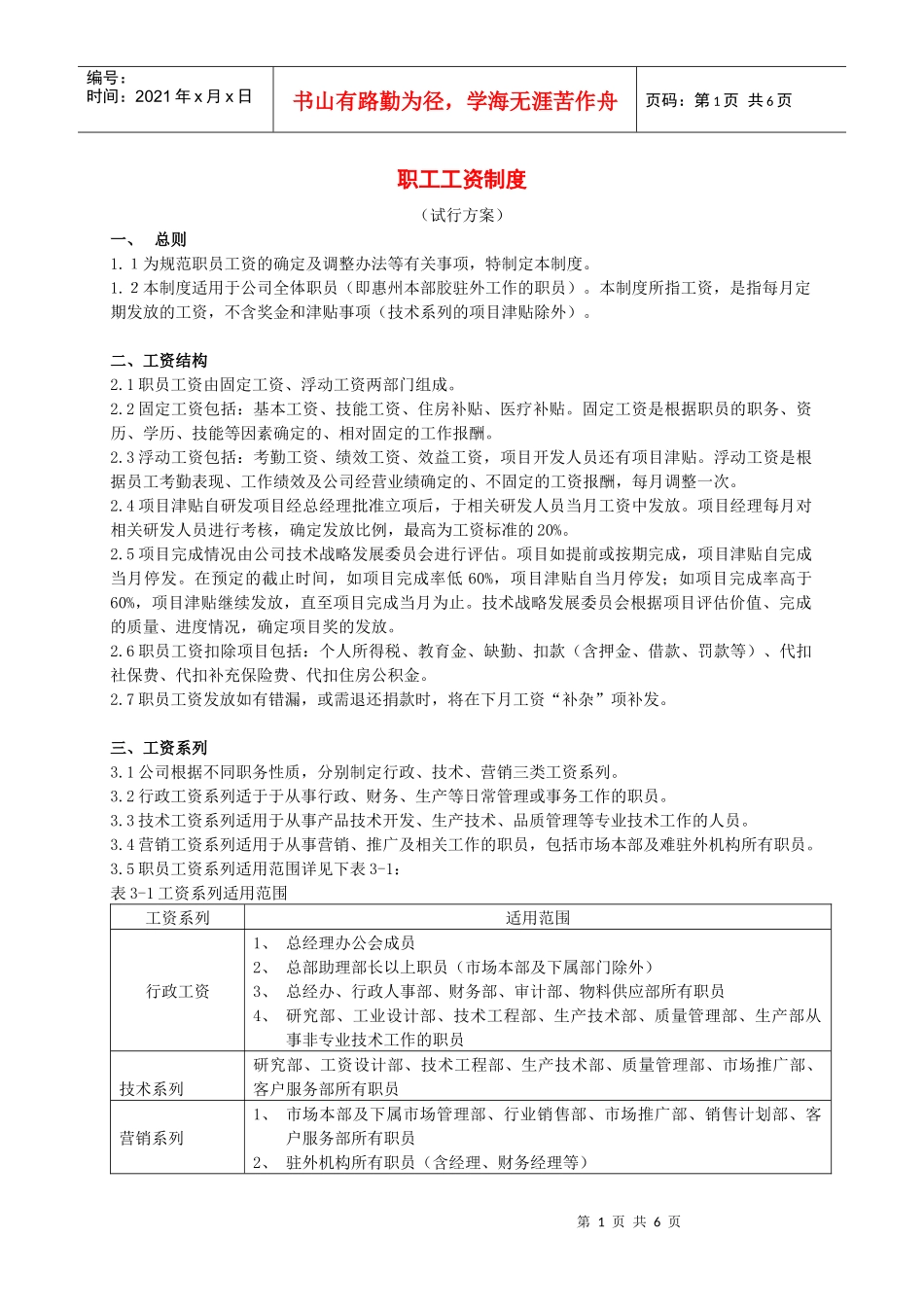 职工工资制度手册_第1页