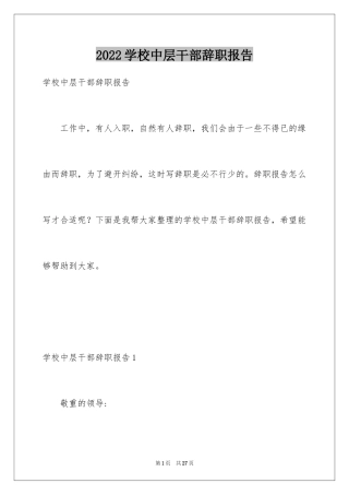 2024学校中层干部辞职报告_1
