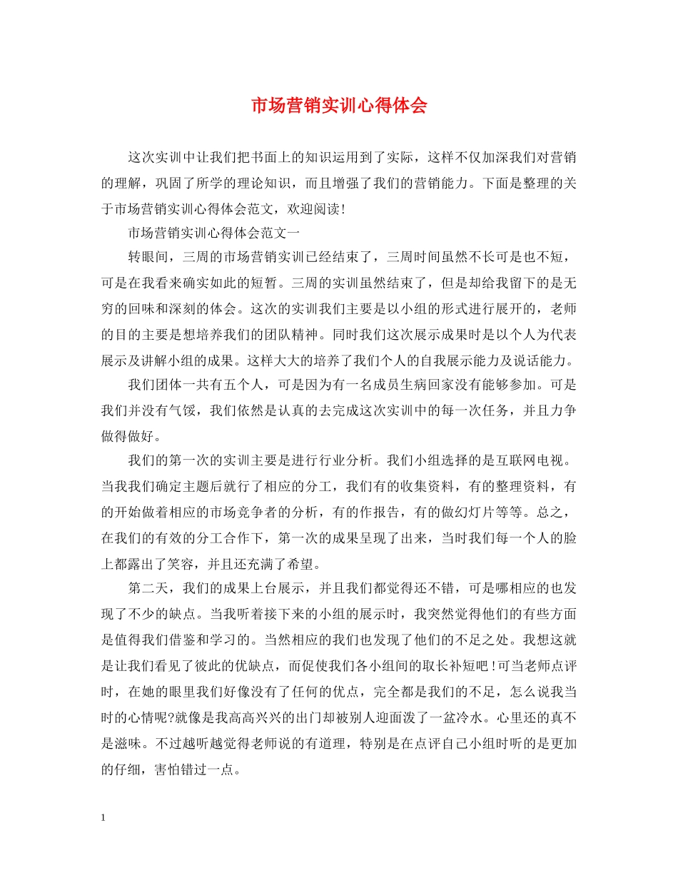 市场营销实训心得体会 _第1页