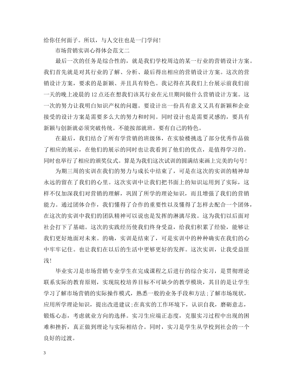 市场营销实训心得体会 _第3页