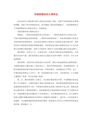 市场营销实训心得体会 