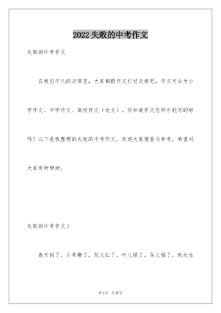 2024失败的中考作文