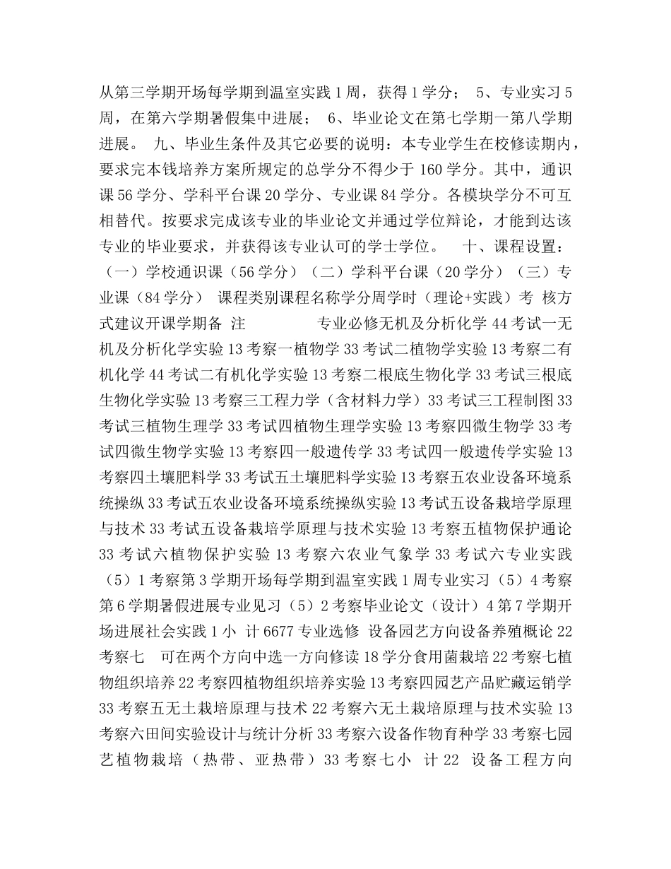 设施农业科学与工程专业教学参考计划 _第2页