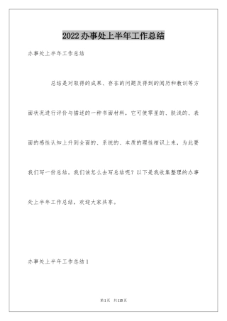 2024办事处上半年工作总结