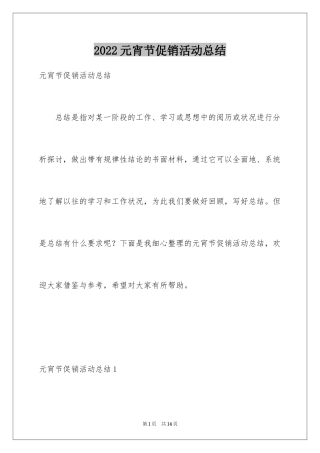 2024元宵节促销活动总结