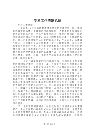 专利工作情况总结 
