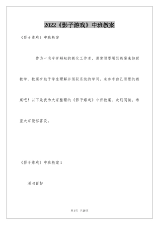 2024《影子游戏》中班教案