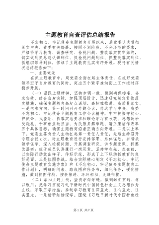 主题教育自查评估总结报告 