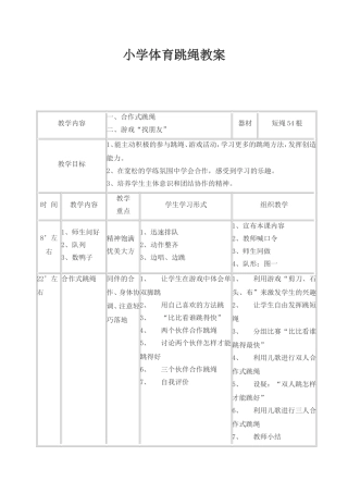 小学体育跳绳教案