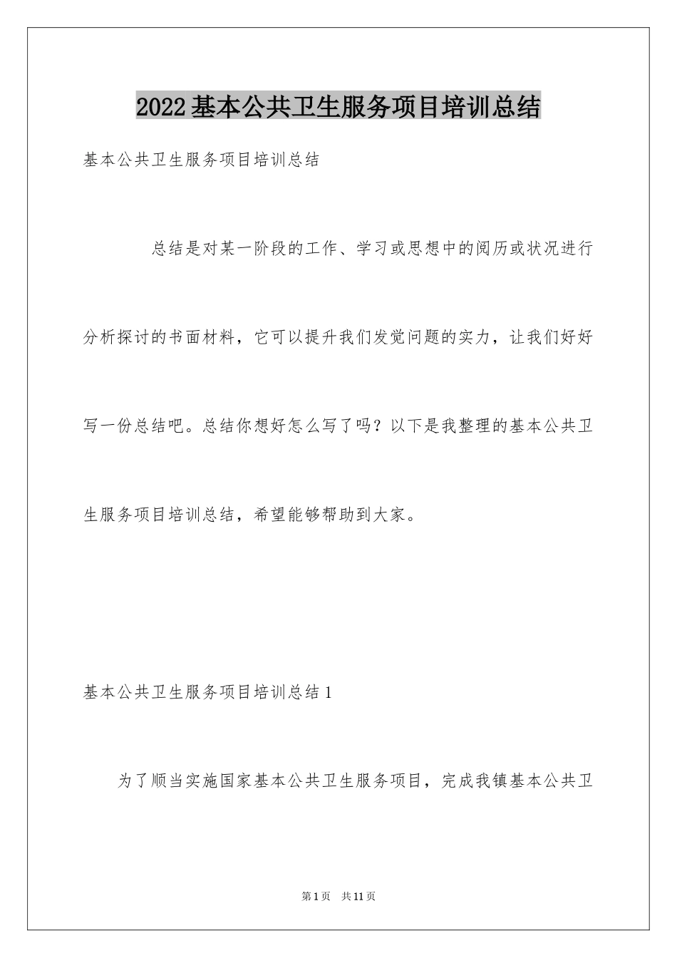 2024基本公共卫生服务项目培训总结_第1页