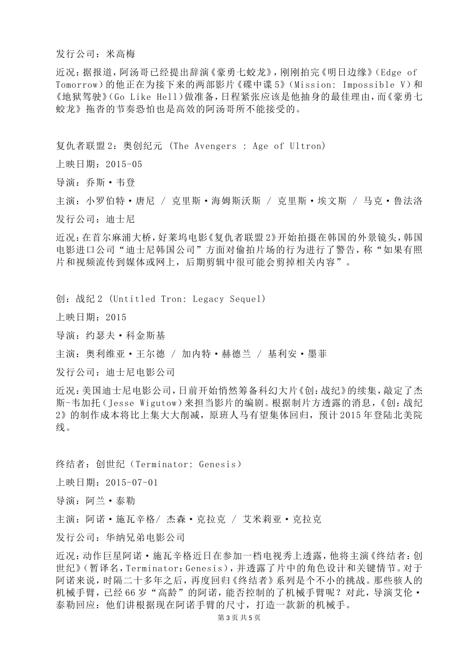 2015年最新电影上映时间表_第3页