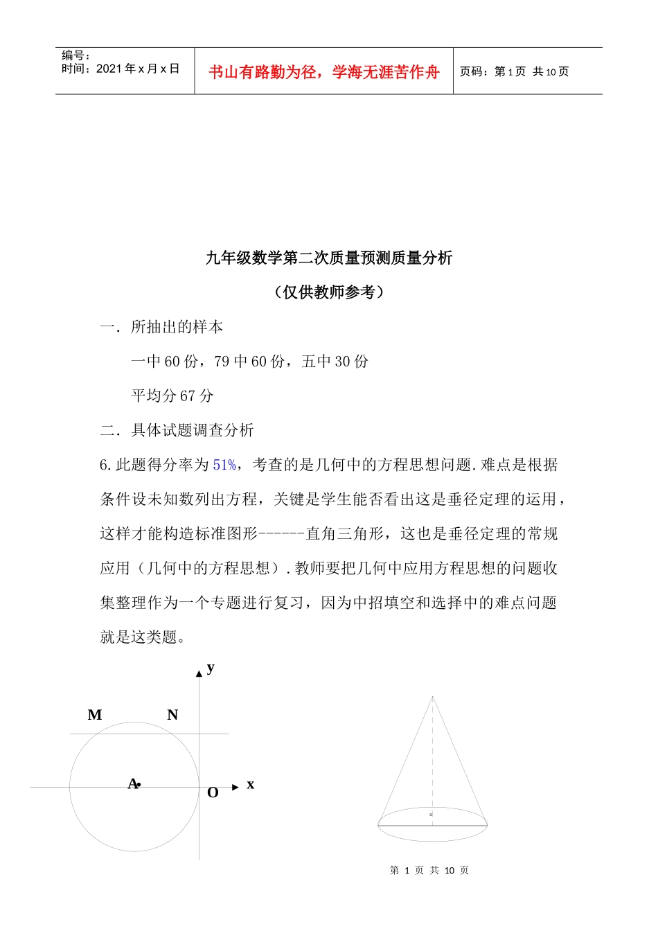 九年级数学质量预测质量分析_第1页
