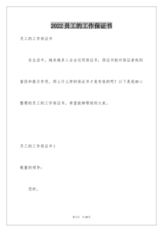 2024员工的工作保证书