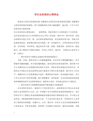 审计业务培训心得体会 