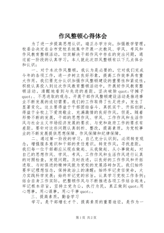 作风整顿体会心得