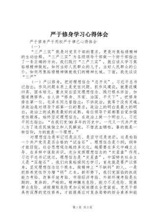 严于修身学习体会心得