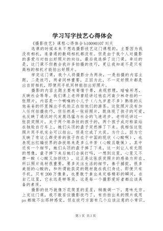 学习写字技艺体会心得
