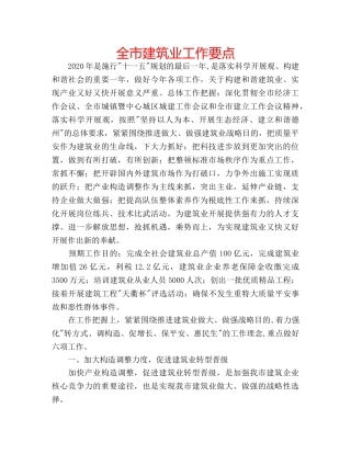 全市建筑业工作要点 