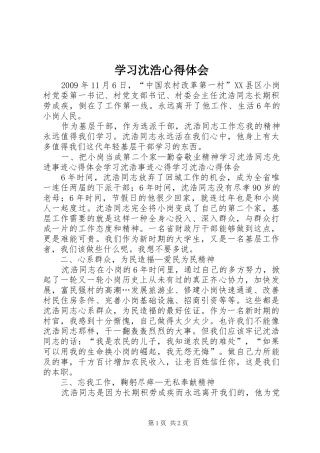 学习沈浩体会心得