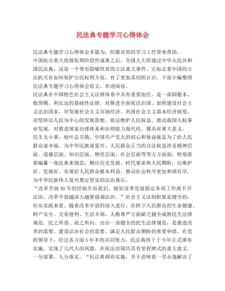 民法典专题学习心得体会 