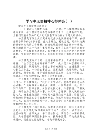 学习牛玉儒精神体会心得(一)
