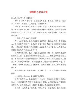 律师新人实习心得 