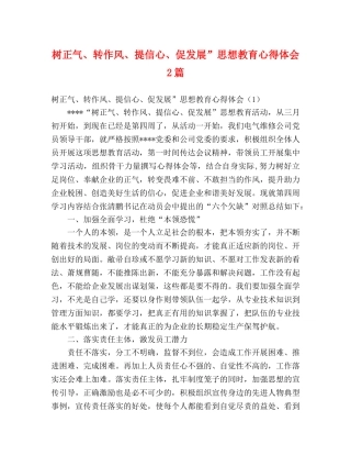 树正气、转作风、提信心、促发展”思想教育心得体会2篇 