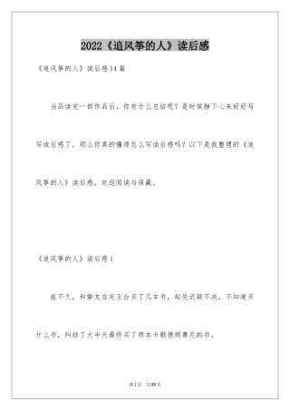 2024《追风筝的人》读后感_1