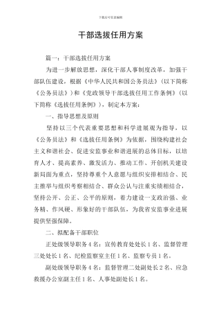 干部选拔任用方案