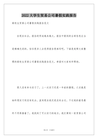 2024大学生贸易公司暑假实践报告