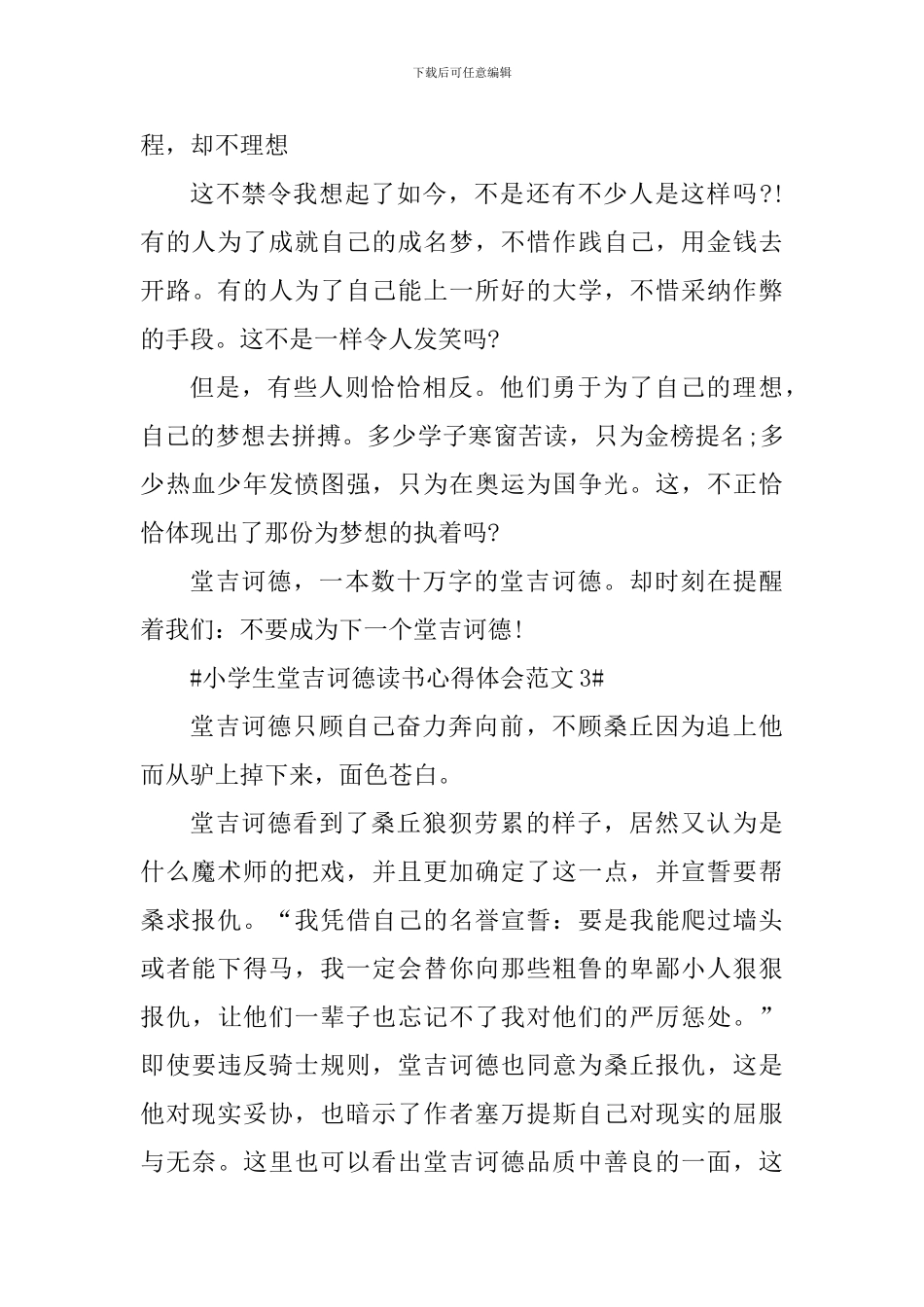 小学生堂吉诃德读书心得体会_第3页