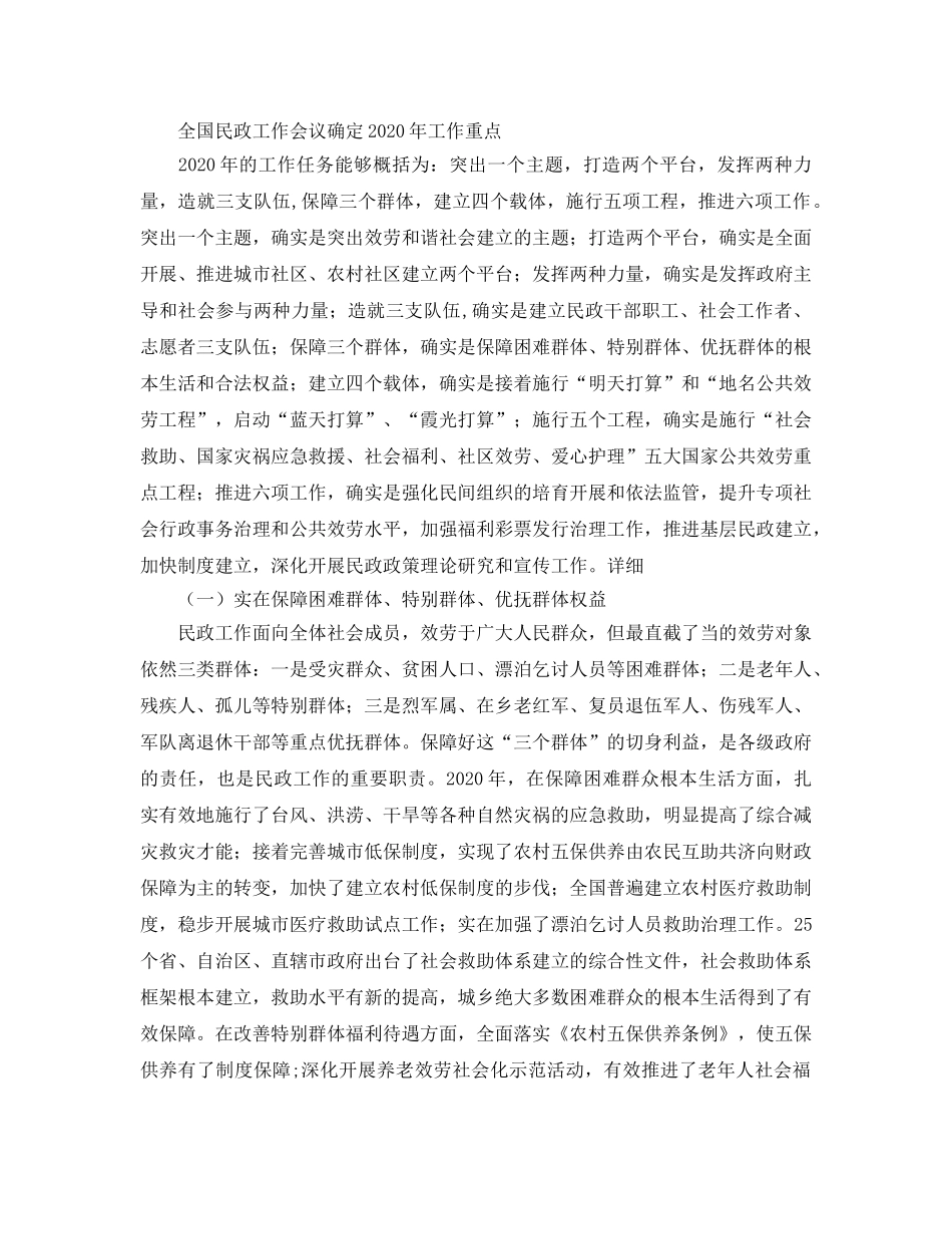 全国民政工作会议确定2020年工作重点 _第1页
