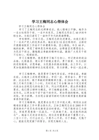学习王梅同志体会心得