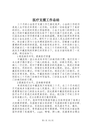 医疗支援工作总结 