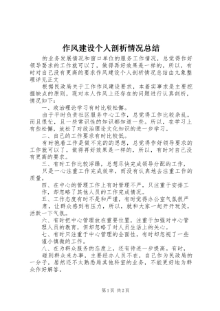 作风建设个人剖析情况总结 